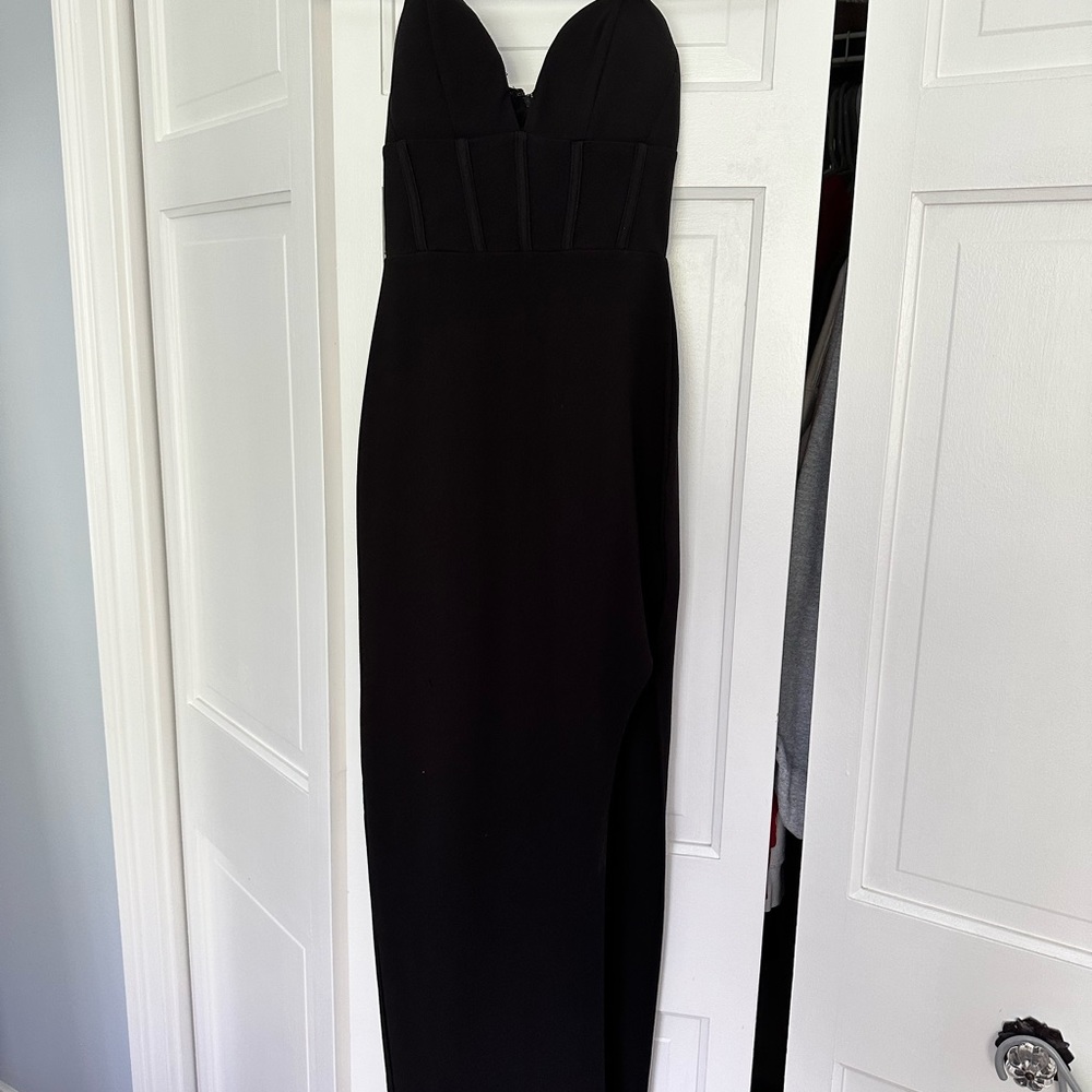 black long corset dress